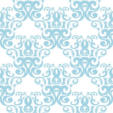 Beyaz zemin üzerine mavi çiçek seamless modeli. Tekstil ve duvar kağıtları için sorunsuz tasarım