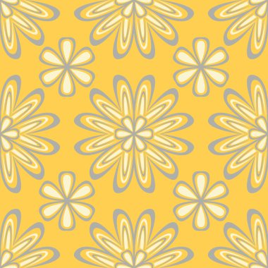 Sorunsuz çiçek desenli. Parlak sarı arka plan duvar kağıtları, Tekstil ve kumaş için çiçek tasarımları ile