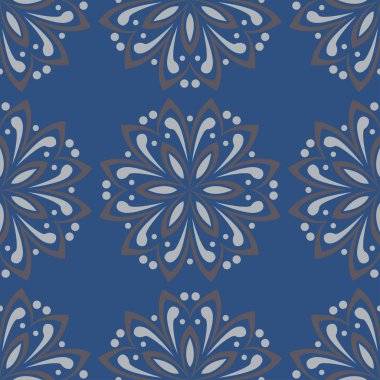 Mavi çiçek sorunsuz arka plan. Tasarım deseni duvar kağıtları, Tekstil ve kumaş çiçek öğeleri