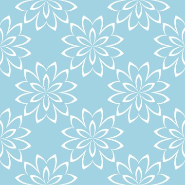 Mavi ve beyaz çiçek süsleme. Tekstil ve duvar kağıtları için seamless modeli