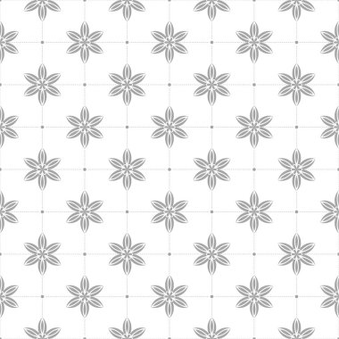 Işık gri çiçek süs tasarım beyaz. Tekstil ve duvar kağıtları için seamless modeli