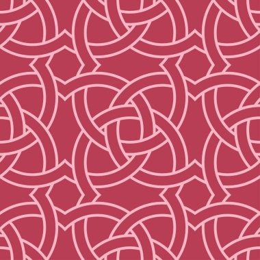 Kırmızı ve soluk pembe geometrik süsleme. Web, Tekstil ve duvar kağıtları için seamless modeli