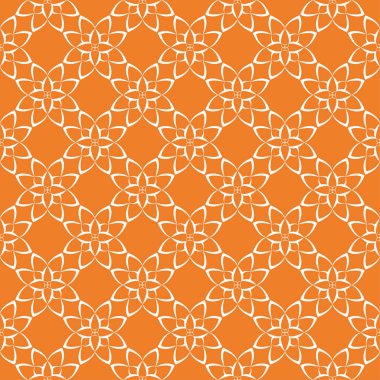 Turuncu çiçek süsleme beyaz elemanları ile. Tekstil ve duvar kağıtları için seamless modeli