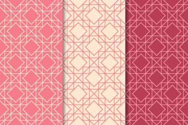 Web, Tekstil ve duvar kağıtları için dikey Dikişsiz desen kiraz kırmızı geometrik dizi