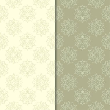 Zeytin yeşili çiçek desenleri. Tekstil ve duvar kağıtları için dikişsiz desen seti