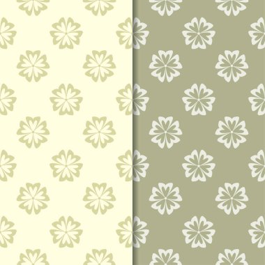 Zeytin yeşili çiçek süs arka planlar. Tekstil ve duvar kağıtları için dikişsiz desen seti