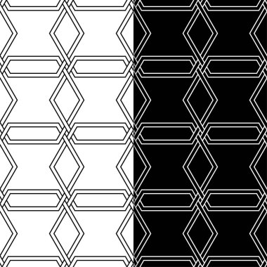 Geometrik süsler kümesi. Web, Tekstil ve duvar kağıtları için siyah ve beyaz Dikişsiz desen