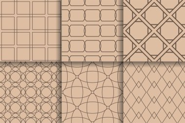 Kahverengi geometrik desenler. Kesintisiz dokular topluluğu