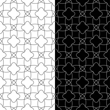 Geometrik süsler kümesi. Web, Tekstil ve duvar kağıtları için siyah ve beyaz Dikişsiz desen