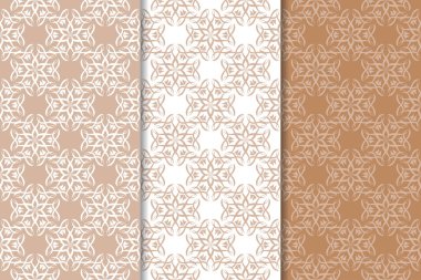 Kahverengi çiçek arka planlar. Tekstil ve duvar kağıtları için dikişsiz desen seti