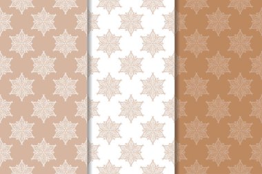 Kahverengi çiçek arka planlar. Tekstil ve duvar kağıtları için dikişsiz desen seti