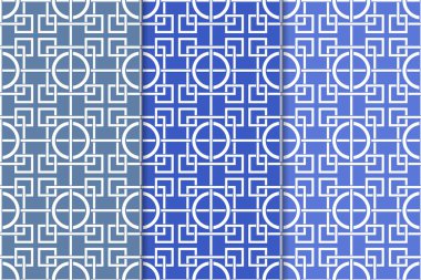 Web, Tekstil ve duvar kağıtları için geometrik Dikişsiz desen mavi seti
