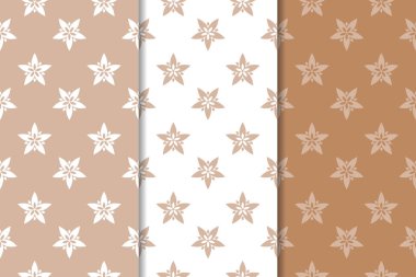 Kahverengi çiçek süsler. Tekstil ve duvar kağıtları için dikey Dikişsiz desen seti