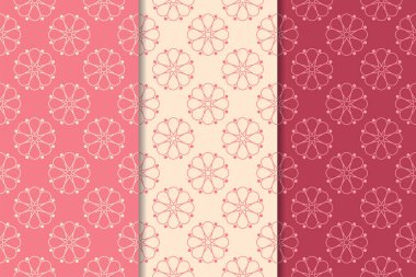 Kiraz kırmızı çiçekli süsler. Dikey Dikişsiz desen seti. Duvar kağıdı arka plan