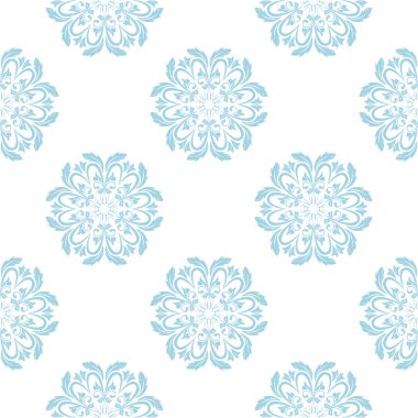 Hafif mavi ve beyaz çiçek süsleme. Tekstil ve duvar kağıtları için seamless modeli