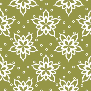 Zeytin yeşili çiçek süsleme. Tekstil ve duvar kağıtları için seamless modeli