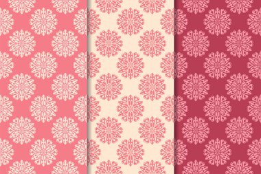 Çiçek süsler kümesi. Kiraz kırmızısı dikey Dikişsiz desen. Duvar kağıdı arka plan