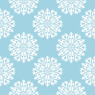 Lacivert zemin üzerine beyaz çiçek süsleme. Tekstil ve duvar kağıtları için seamless modeli