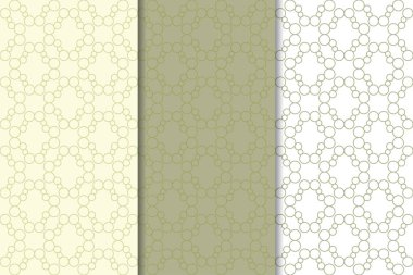Zeytin yeşili ve beyaz geometrik süsler. Web, Tekstil ve duvar kağıtları için dikey Dikişsiz desen seti