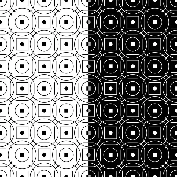 Black White Geometric Ornaments Set Seamless Patterns Web Textile Wallpapers — Stock Vector