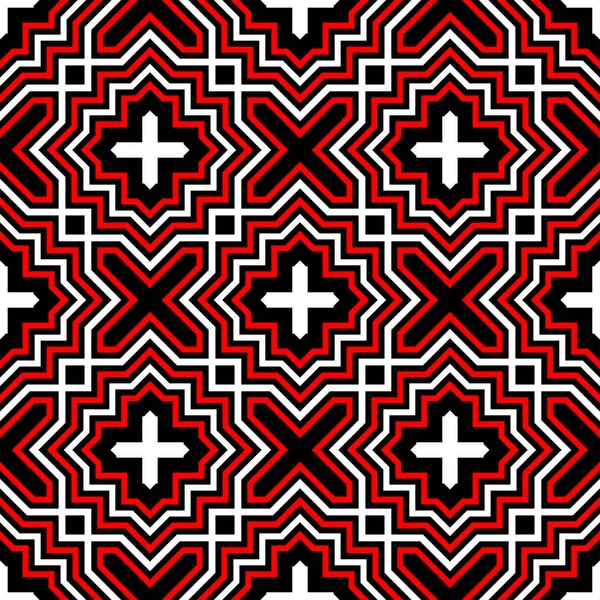 Geometrisches Nahtloses Muster Schwarz Rot Weißer Hintergrund Für Tapeten Textilien — Stockvektor