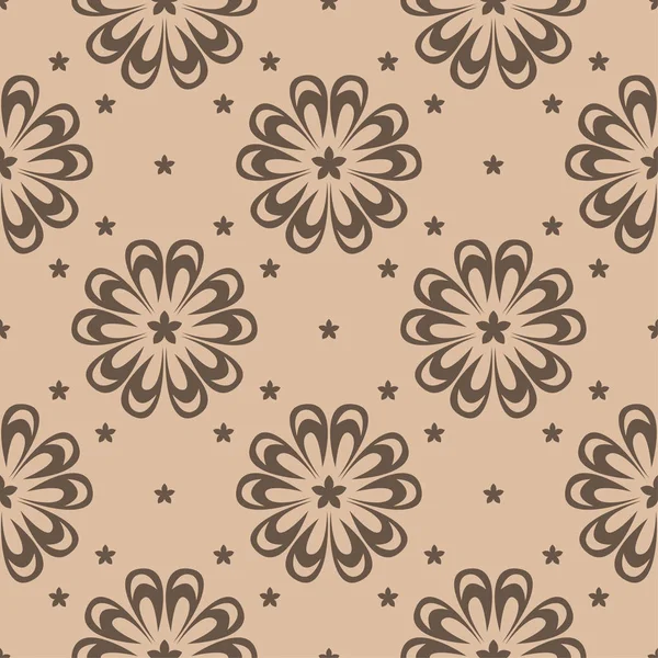褐色花卉装饰设计的米色背景 纺织品和墙纸无缝图案 — 图库矢量图片