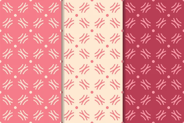 Ornements Géométriques Rouge Cerise Ensemble Motifs Verticaux Sans Couture Pour — Image vectorielle