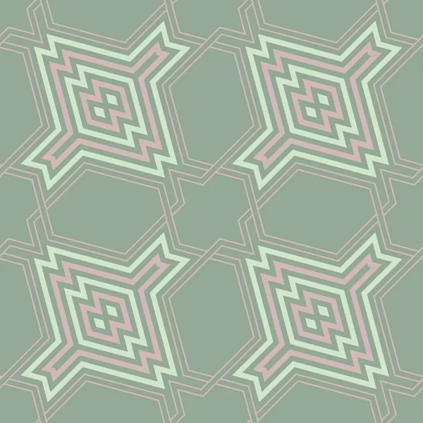 Геометрический Зеленый Безморщинистый Фон Розовыми Элементами Обоев Текстиля — стоковый вектор