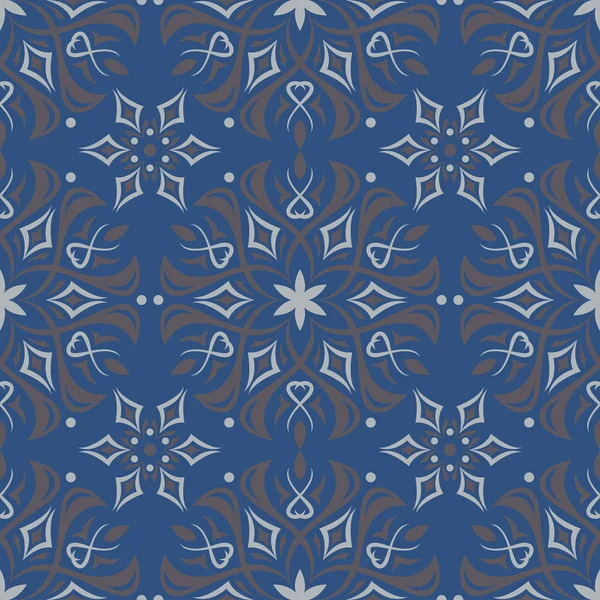 Fondo Sin Fisuras Patrón Floral Azul Gris Para Fondos Pantalla — Vector de stock