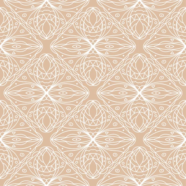 Adorno Geométrico Beige Blanco Patrón Sin Costuras Para Tela Textil — Vector de stock