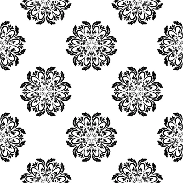 Zwart Wit Bloemen Sieraad Naadloze Patroon Voor Textiel Wallpapers — Stockvector