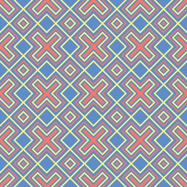 Geometrisches Blaues Nahtloses Muster Mehrfarbiger Hintergrund Mit Rotem Und Gelbem — Stockvektor