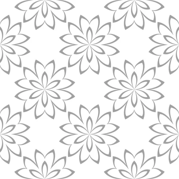 White Gray Floral Ornament Seamless Pattern Textile Wallpapers — Stock Vector