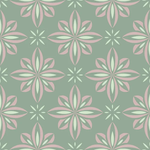 Оливково Зеленый Цветочный Бесшовный Узор Бледно Розовыми Элементами Фон Цветочным — стоковый вектор