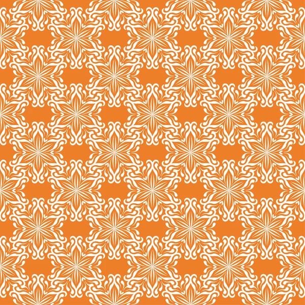 Белый Цветочный Орнамент Оранжевом Фоне Бесшовный Узор Текстиля Обоев — стоковый вектор