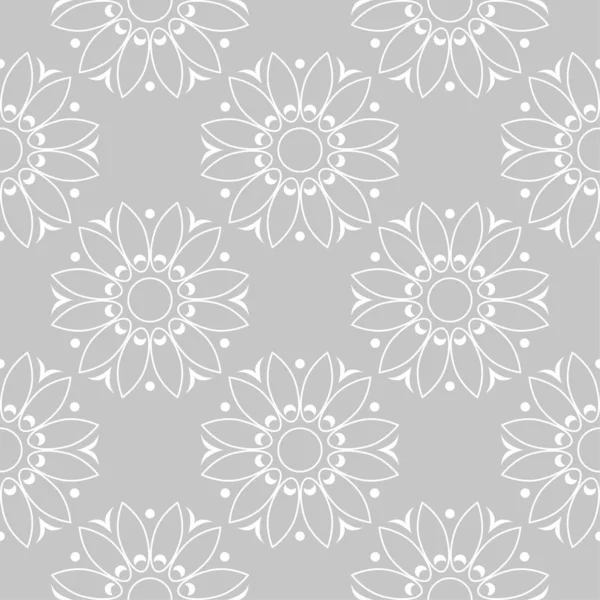 Diseño Floral Blanco Sobre Fondo Gris Patrón Sin Costuras Para — Vector de stock