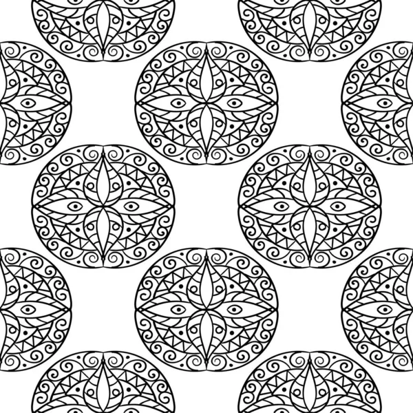 White Black Geometric Ornament Seamless Pattern Web Textile Wallpapers — Stock Vector