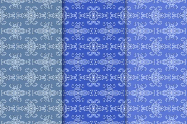 Сині Геометричні Вертикальні Безшовні Візерунки Веб Текстилю Шпалер — стоковий вектор