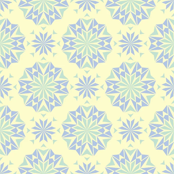 花米色无缝图案 米色背景以淡蓝色和绿色花设计为墙纸 纺织品和织品 — 图库矢量图片