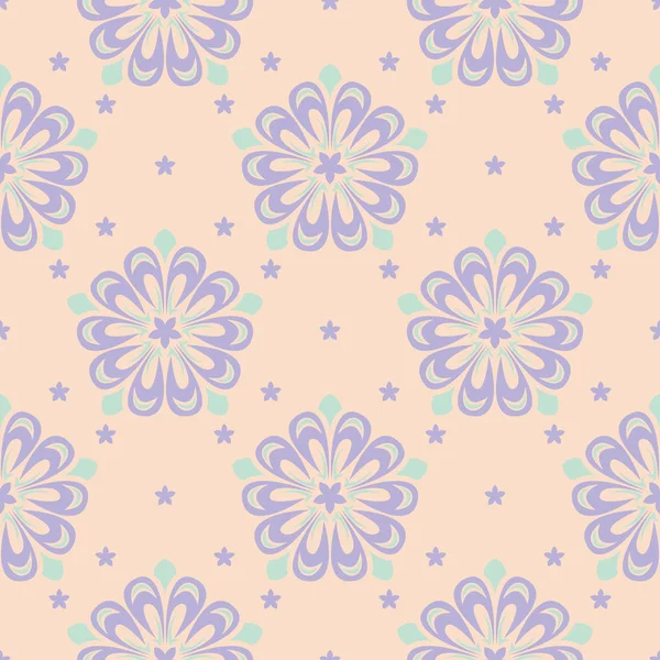 Květinový Vzor Bezešvé Béžové Pozadí Prvky Fialový Modrý Květ Tapety — Stockový vektor