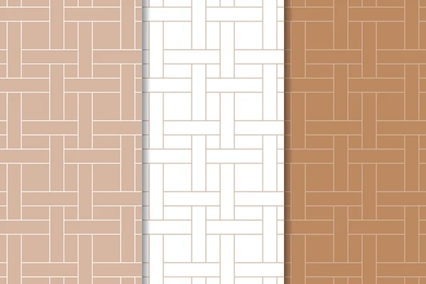 Коричневий Білий Геометричні Орнаменти Набір Безшовні Шаблонів Веб Текстиль Шпалери — стоковий вектор