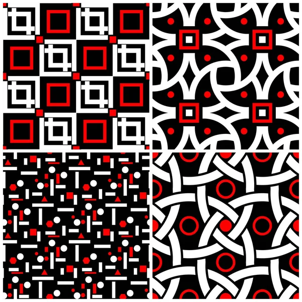 Patrones Blancos Rojos Negros Sin Costuras Fondos Geométricos Clásicos Para — Vector de stock
