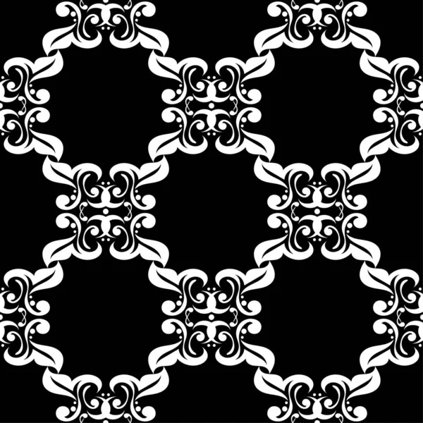 Witte Bloemen Ornament Zwarte Achtergrond Naadloze Patroon Voor Textiel Wallpapers — Stockvector