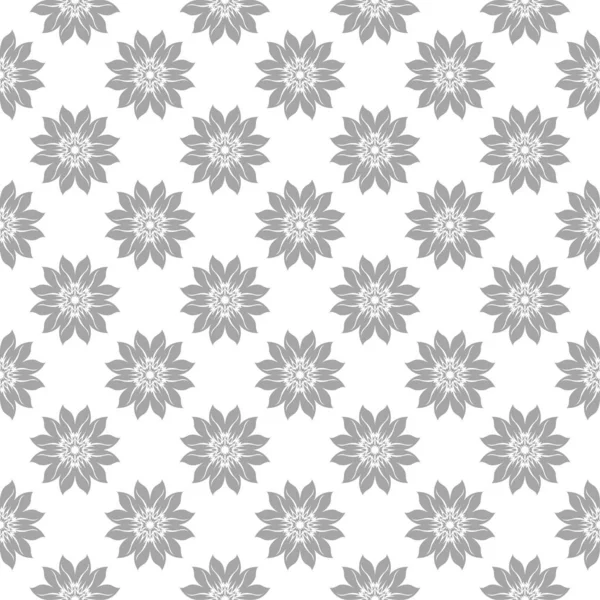 Adorno Floral Gris Claro Sobre Fondo Blanco Patrón Sin Costuras — Vector de stock