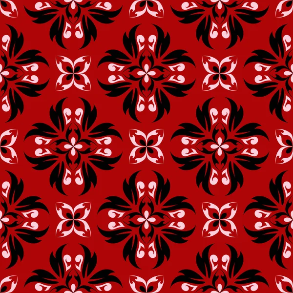 Motif Floral Sans Couture Sur Fond Rouge Fond Écran Textile — Image vectorielle