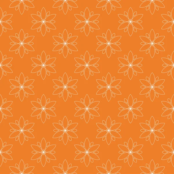Turuncu zemin üzerine beyaz çiçek süsleme. Tekstil ve duvar kağıtları için seamless modeli