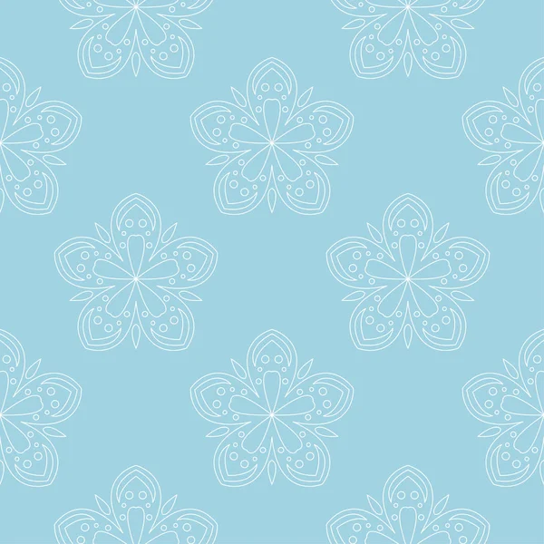 Ornement Floral Blanc Sur Fond Bleu Modèle Sans Couture Pour — Image vectorielle