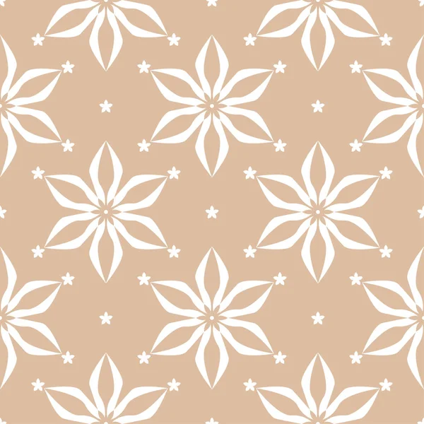 Bej renkli arka plan üzerinde beyaz çiçek süsleme. Tekstil ve duvar kağıtları için seamless modeli