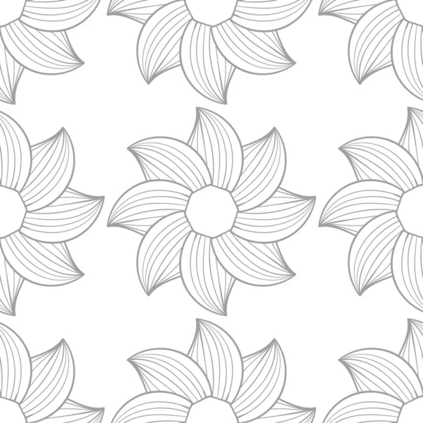 Luz Ornamento Floral Cinza Fundo Branco Padrão Sem Costura Para — Vetor de Stock