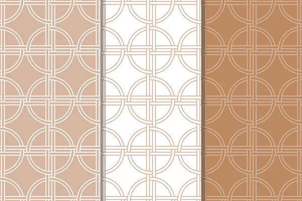 Kahverengi ve beyaz geometrik süsler. Web, Tekstil ve duvar kağıtları için dikişsiz desen seti